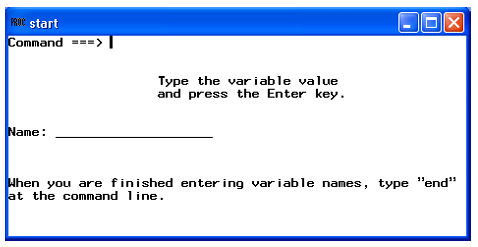 Input window for creating the SAS data set