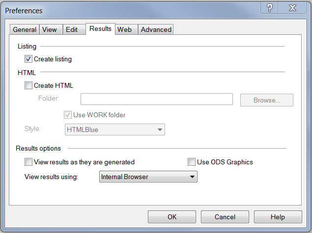 SAS Results Tab for LISTING Output
